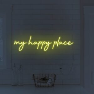 my happy place yellow neon sign wall decor