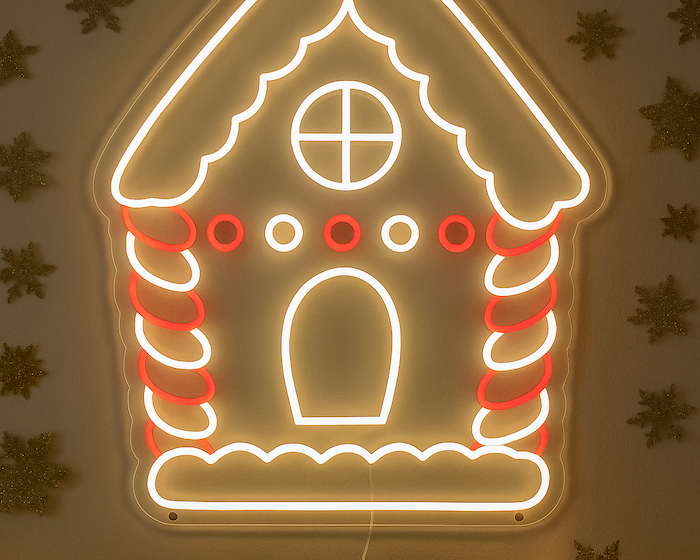 Christmas gingerbread house neon sign