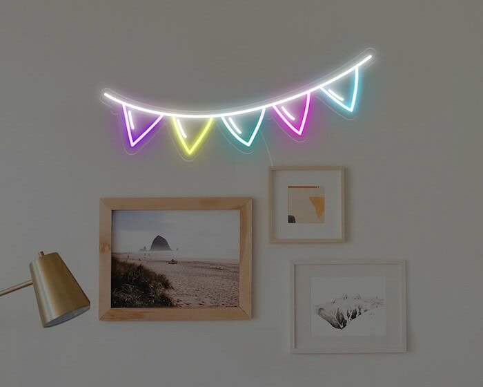 colorful flags kids room decor neon sign