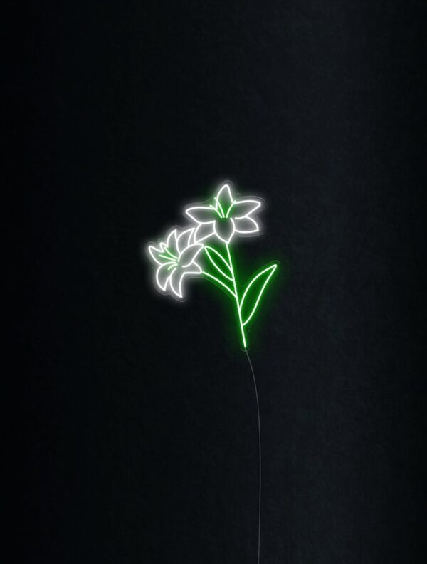 easter lily white and green neon sign