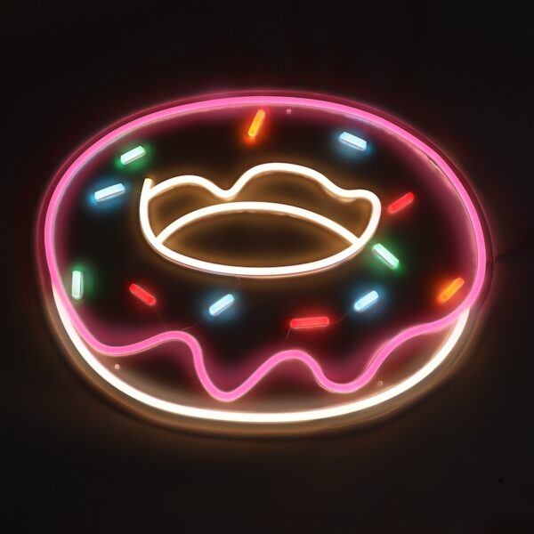 cute donut sweet pink neon sign