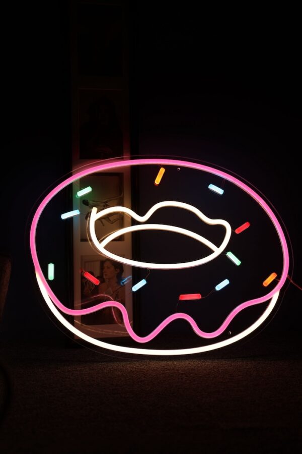 cute donut sweet pink neon sign aesthetic room decor