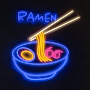 ramen noodle chopsticks restaurant neon sign