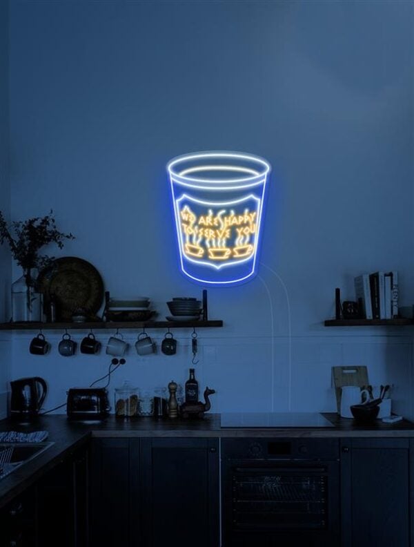 We Are Happy To Serve You paper coffee cup business logo