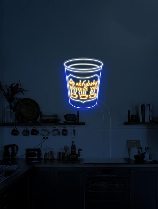 We Are Happy To Serve You paper coffee cup kitchen decor