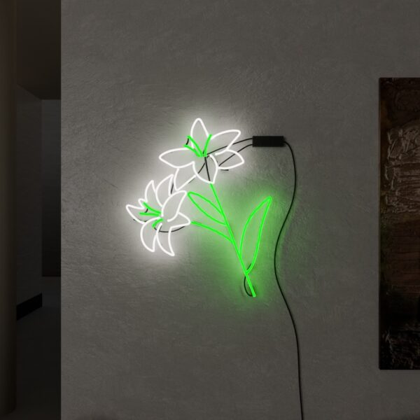 Easter Lily glass neon sign