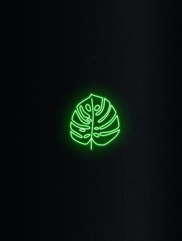 Monstera neon sign green neon