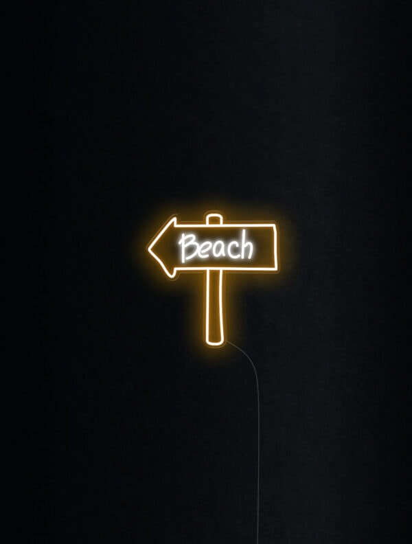 beach orange and white neon sign