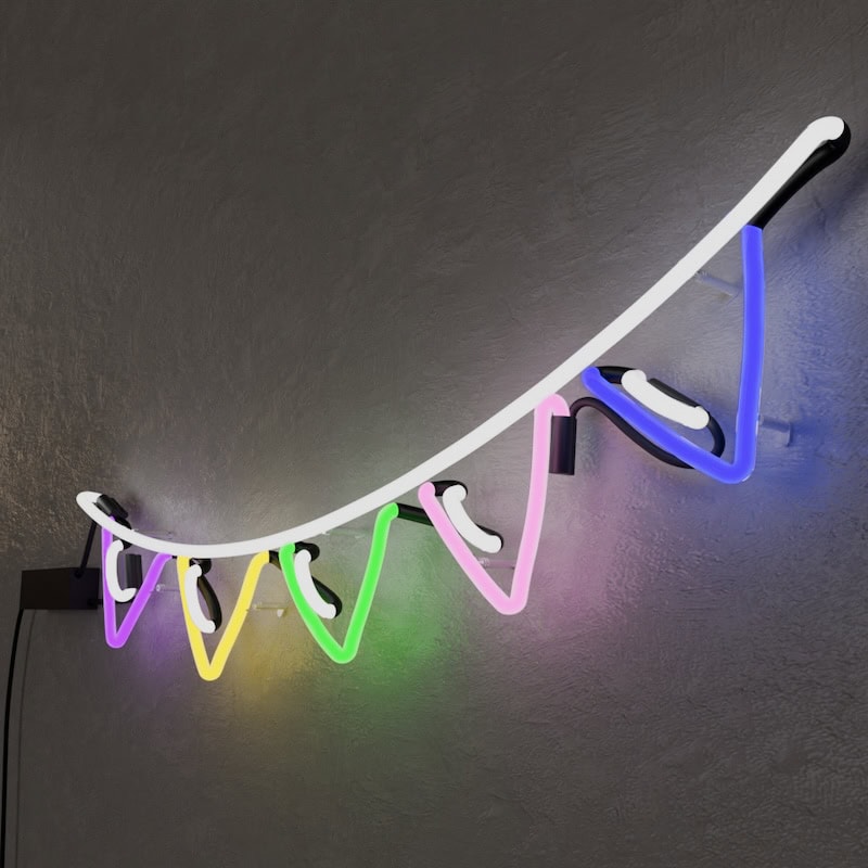 colorful flags glass neon sign wall decor