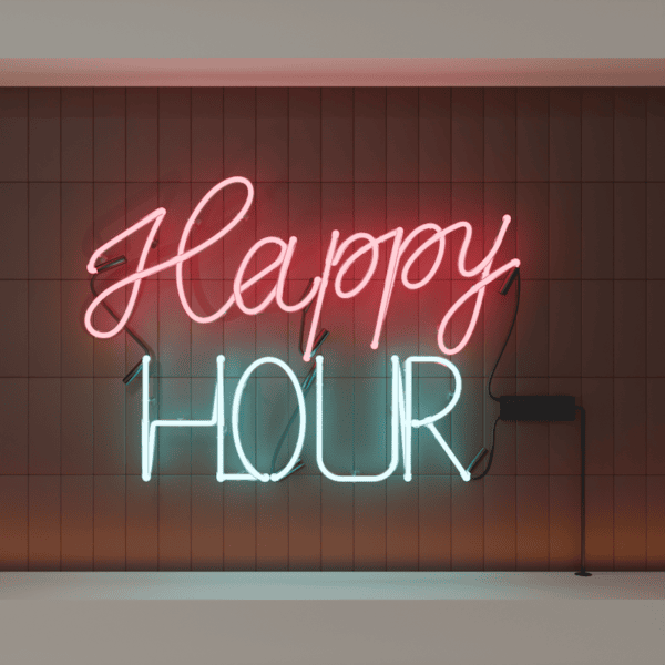 happy hour glass neon sign bar sign