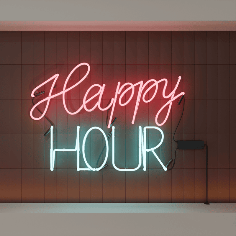happy hour glass neon sign bar sign