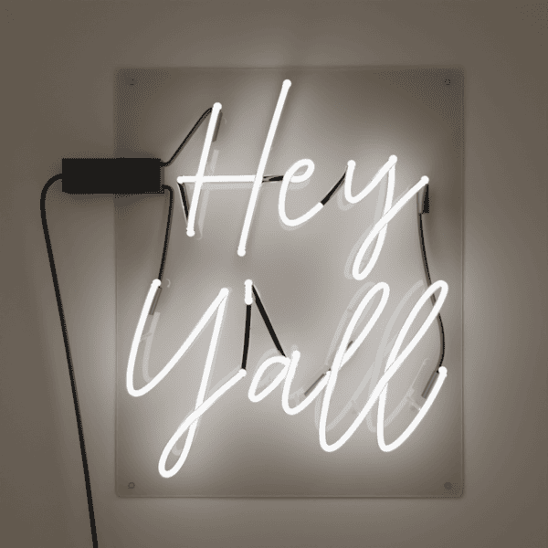 hey yall glass neon sign white neon wall decor