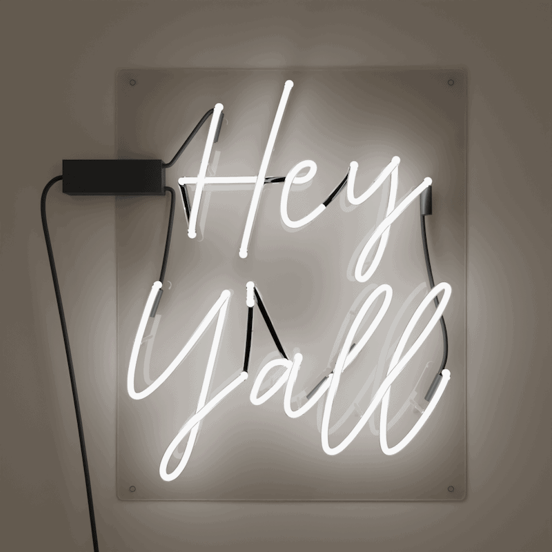 hey yall glass neon sign white neon wall decor