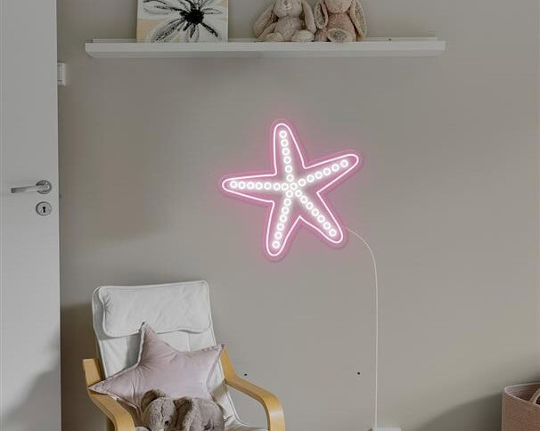 sea star neon sign pink and white neon