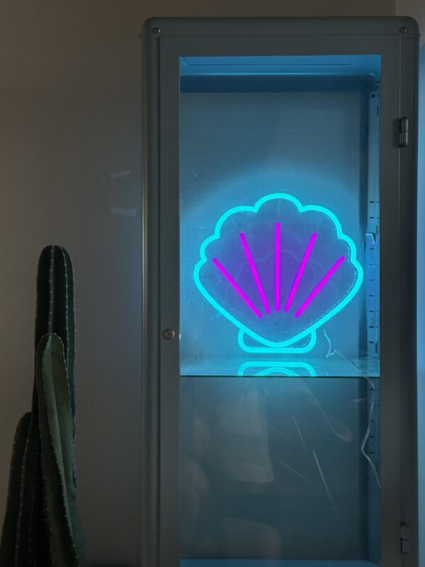 seashell purple and ice blue neon sign