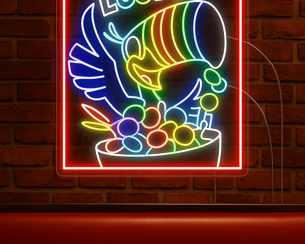 Froot Loops cereal neon sign restaurant business neon sign