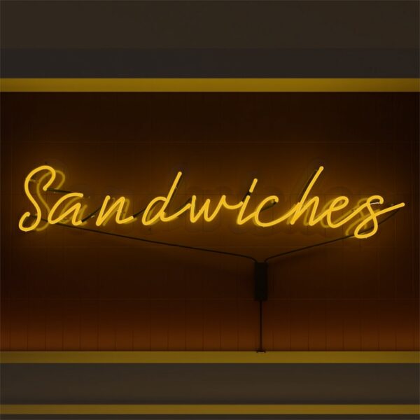 Sandwiches vintage neon sign yellow glass neon
