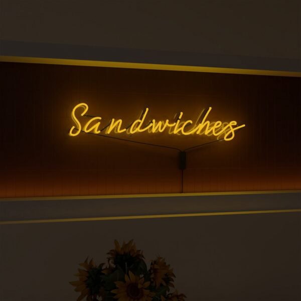 Sandwiches vintage neon sign yellow glass neon business neon sign