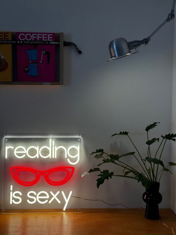 reading is sexy neon light table neon sign