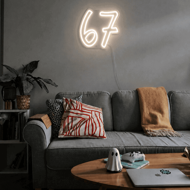 six seven meme quote neon sign