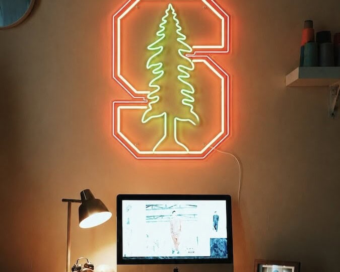 stanford University logo neon sign