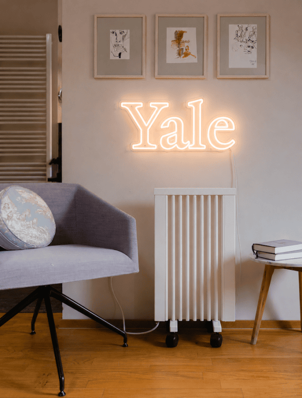 yale university logo neon sign