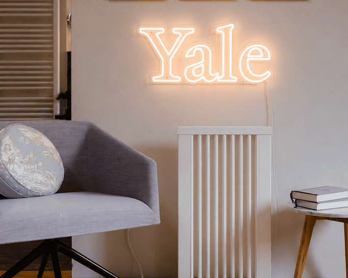 yale university logo neon sign