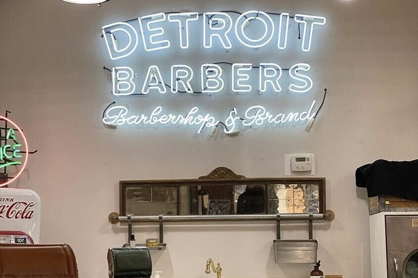 barber shop custom glass neon sign