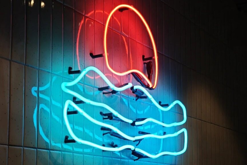 graphic vintage glass neon sign for business