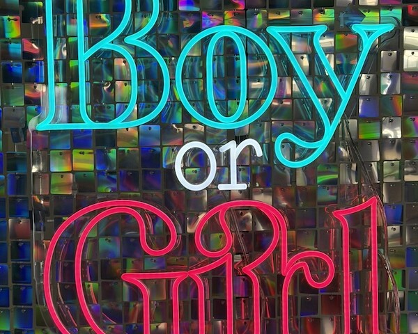 boy or girls party neon sign shimmer wall