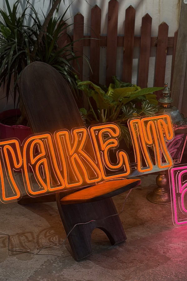 take it easy neon sign take in detail